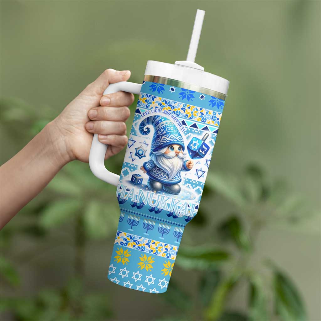 Merry Chrismukkah Tumbler With Handle Jewish Christmas Gnomes and Menorahs - Wonder Print Shop