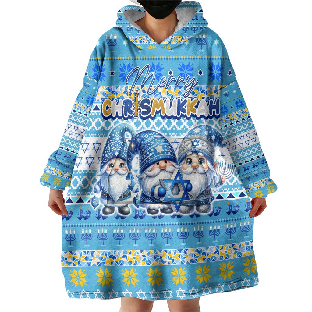 Merry Chrismukkah Wearable Blanket Hoodie Jewish Christmas Gnomes and Menorahs - Wonder Print Shop