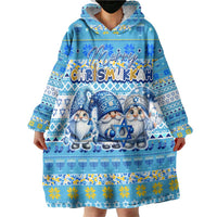 Merry Chrismukkah Wearable Blanket Hoodie Jewish Christmas Gnomes and Menorahs - Wonder Print Shop