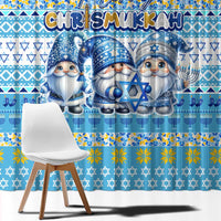 Merry Chrismukkah Window Curtain Jewish Christmas Gnomes and Menorahs - Wonder Print Shop