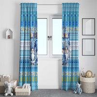 Merry Chrismukkah Window Curtain Jewish Christmas Gnomes and Menorahs - Wonder Print Shop