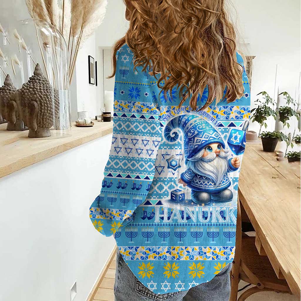 Merry Chrismukkah Women Casual Shirt Jewish Christmas Gnomes and Menorahs - Wonder Print Shop