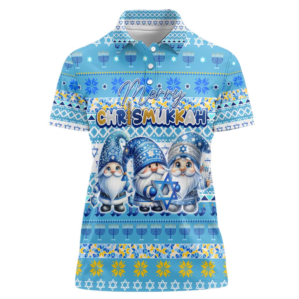 Merry Chrismukkah Women Polo Shirt Jewish Christmas Gnomes and Menorahs - Wonder Print Shop