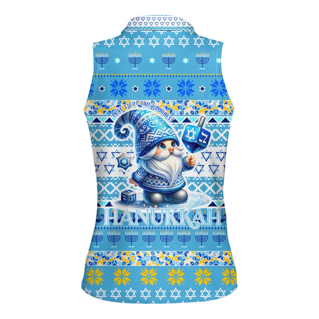 Merry Chrismukkah Women Sleeveless Polo Shirt Jewish Christmas Gnomes and Menorahs - Wonder Print Shop