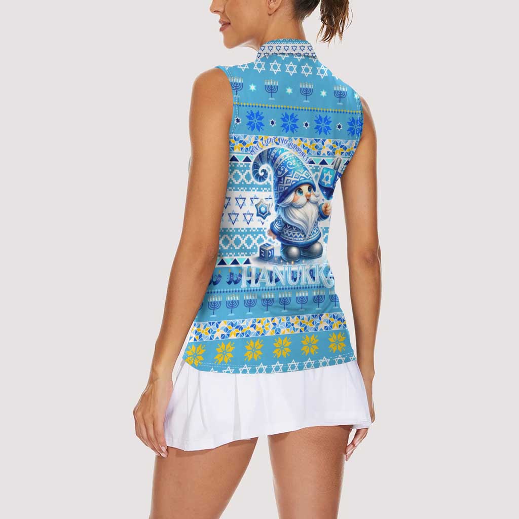Merry Chrismukkah Women Sleeveless Polo Shirt Jewish Christmas Gnomes and Menorahs - Wonder Print Shop