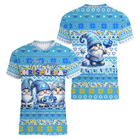 Merry Chrismukkah Women V-Neck T-Shirt Jewish Christmas Gnomes and Menorahs - Wonder Print Shop