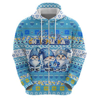 Merry Chrismukkah Zip Hoodie Jewish Christmas Gnomes and Menorahs - Wonder Print Shop