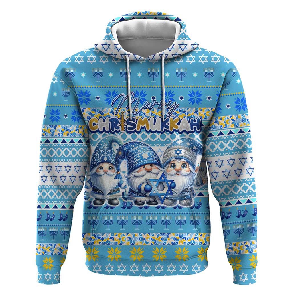 Merry Chrismukkah Zip Hoodie Jewish Christmas Gnomes and Menorahs - Wonder Print Shop