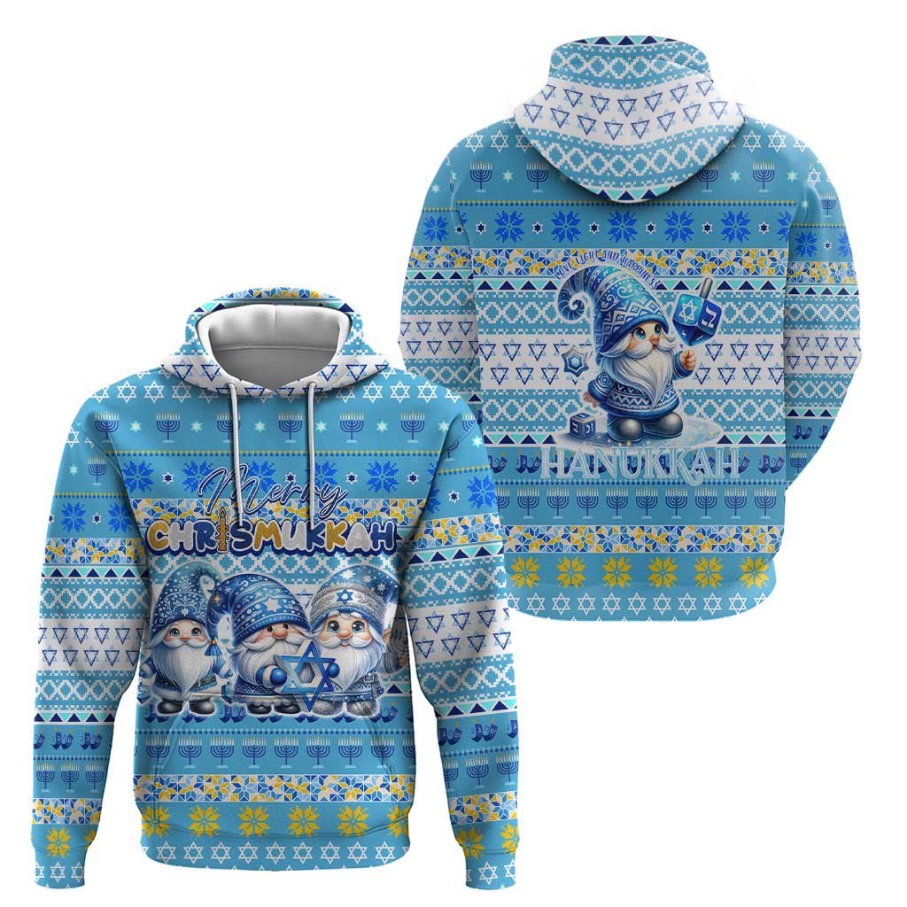 Merry Chrismukkah Zip Hoodie Jewish Christmas Gnomes and Menorahs - Wonder Print Shop