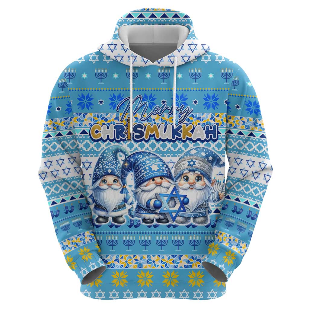 Merry Chrismukkah Zip Hoodie Jewish Christmas Gnomes and Menorahs - Wonder Print Shop