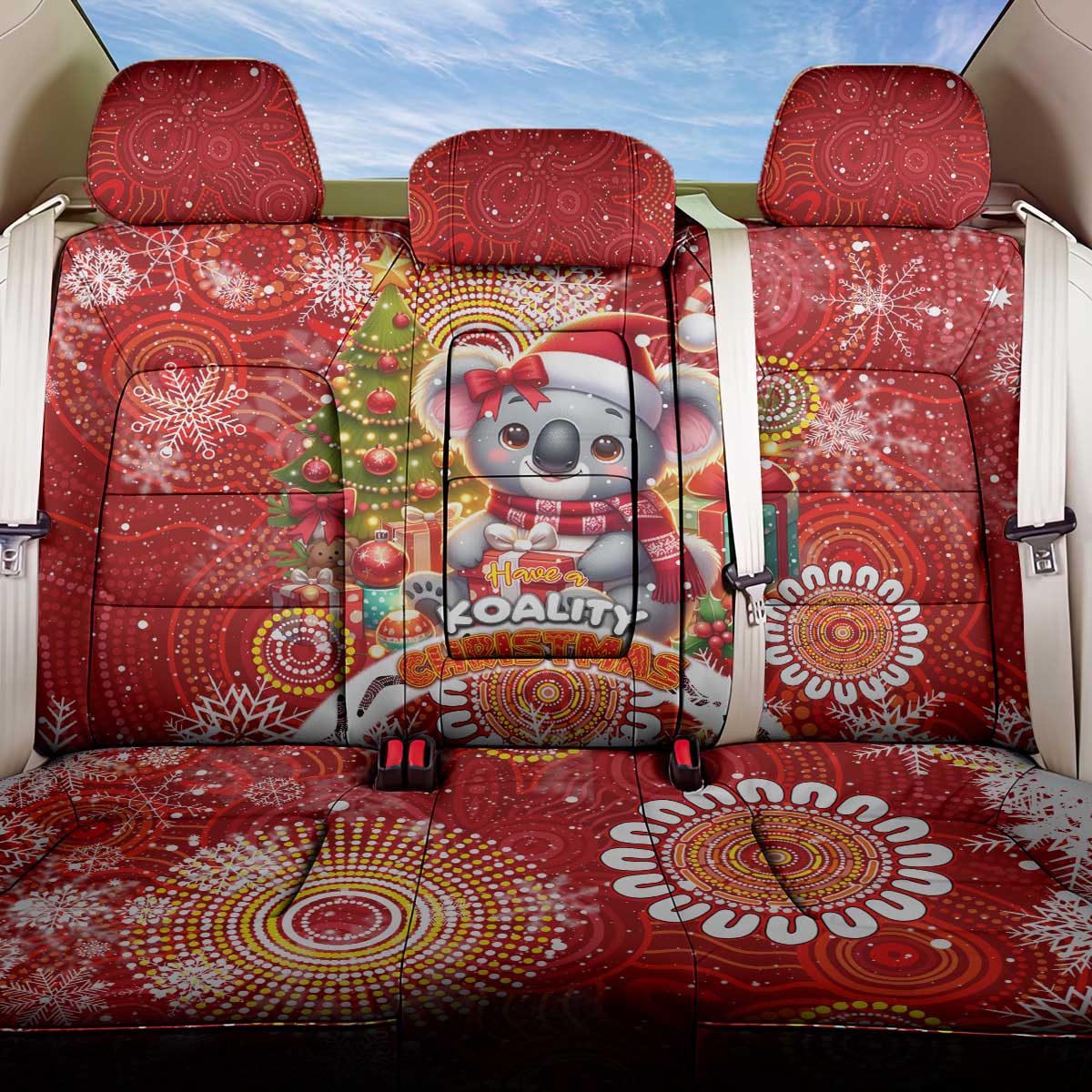Koality Christmas Back Car Seat Cover Cute Aussie Koala Holiday - Wonder Print Shop