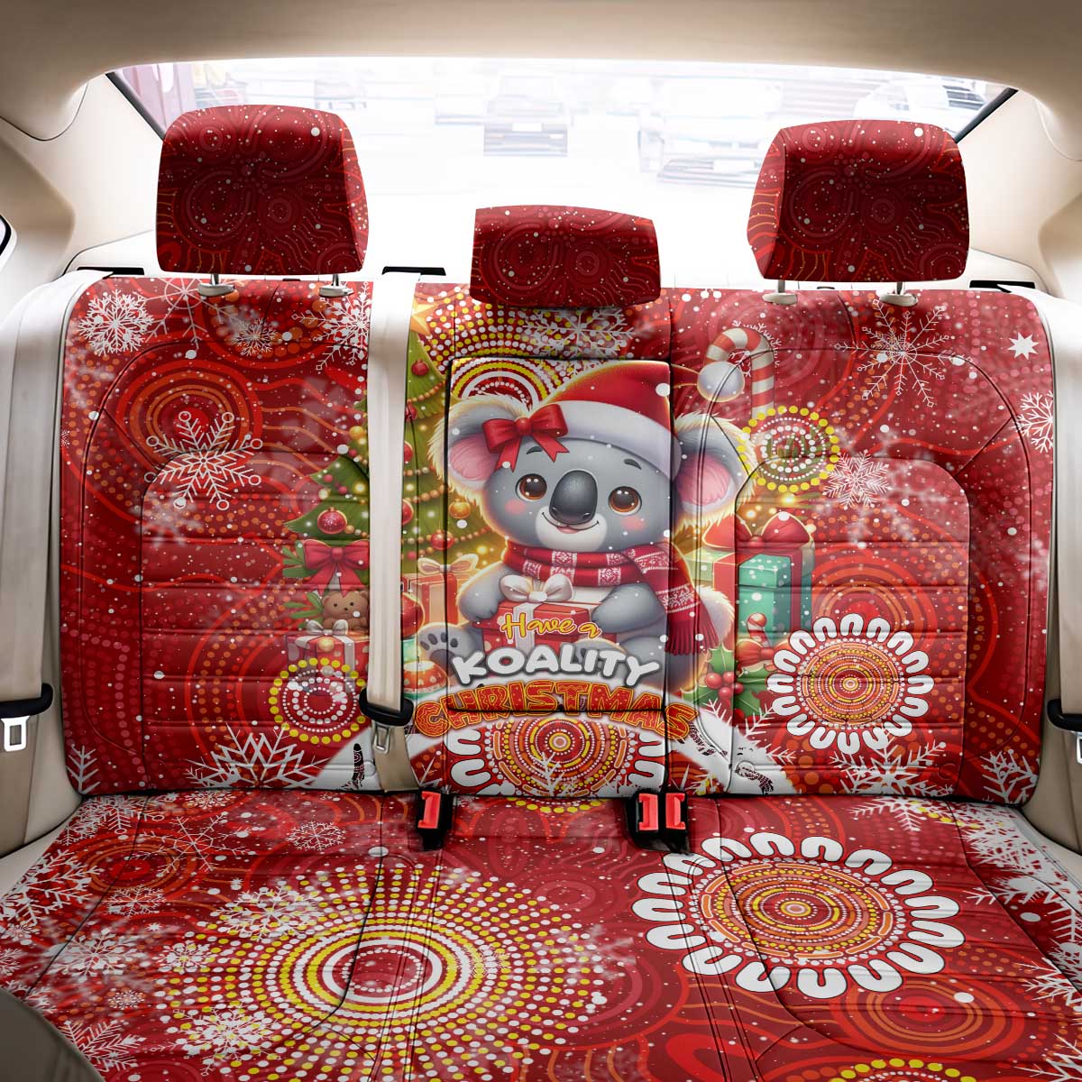 Koality Christmas Back Car Seat Cover Cute Aussie Koala Holiday - Wonder Print Shop