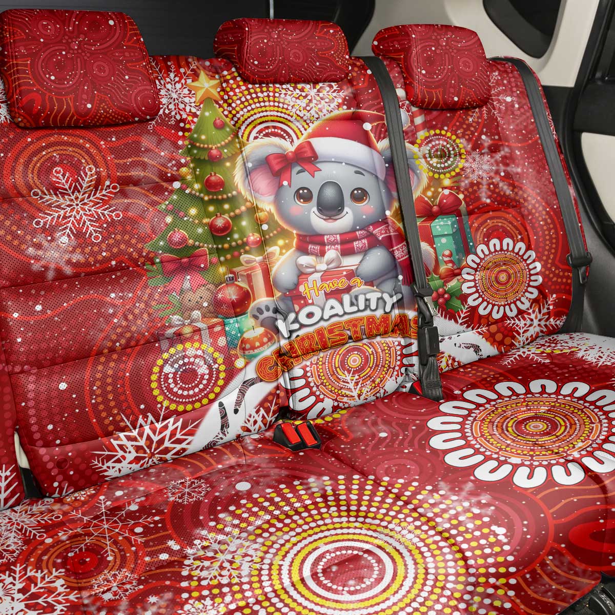 Koality Christmas Back Car Seat Cover Cute Aussie Koala Holiday - Wonder Print Shop