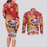 Koality Christmas Couples Matching Long Sleeve Bodycon Dress and Long Sleeve Button Shirt Cute Aussie Koala Holiday - Wonder Print Shop