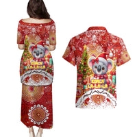 Koality Christmas Couples Matching Puletasi and Hawaiian Shirt Cute Aussie Koala Holiday - Wonder Print Shop