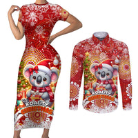 Koality Christmas Couples Matching Short Sleeve Bodycon Dress and Long Sleeve Button Shirt Cute Aussie Koala Holiday - Wonder Print Shop