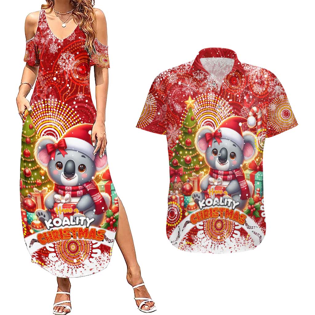 Koality Christmas Couples Matching Summer Maxi Dress and Hawaiian Shirt Cute Aussie Koala Holiday - Wonder Print Shop
