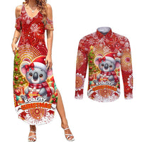 Koality Christmas Couples Matching Summer Maxi Dress and Long Sleeve Button Shirt Cute Aussie Koala Holiday - Wonder Print Shop