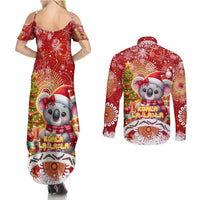 Koality Christmas Couples Matching Summer Maxi Dress and Long Sleeve Button Shirt Cute Aussie Koala Holiday - Wonder Print Shop