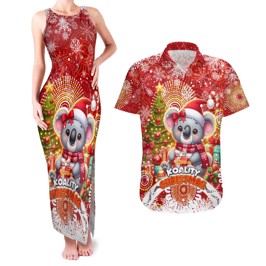 Koality Christmas Couples Matching Tank Maxi Dress and Hawaiian Shirt Cute Aussie Koala Holiday - Wonder Print Shop