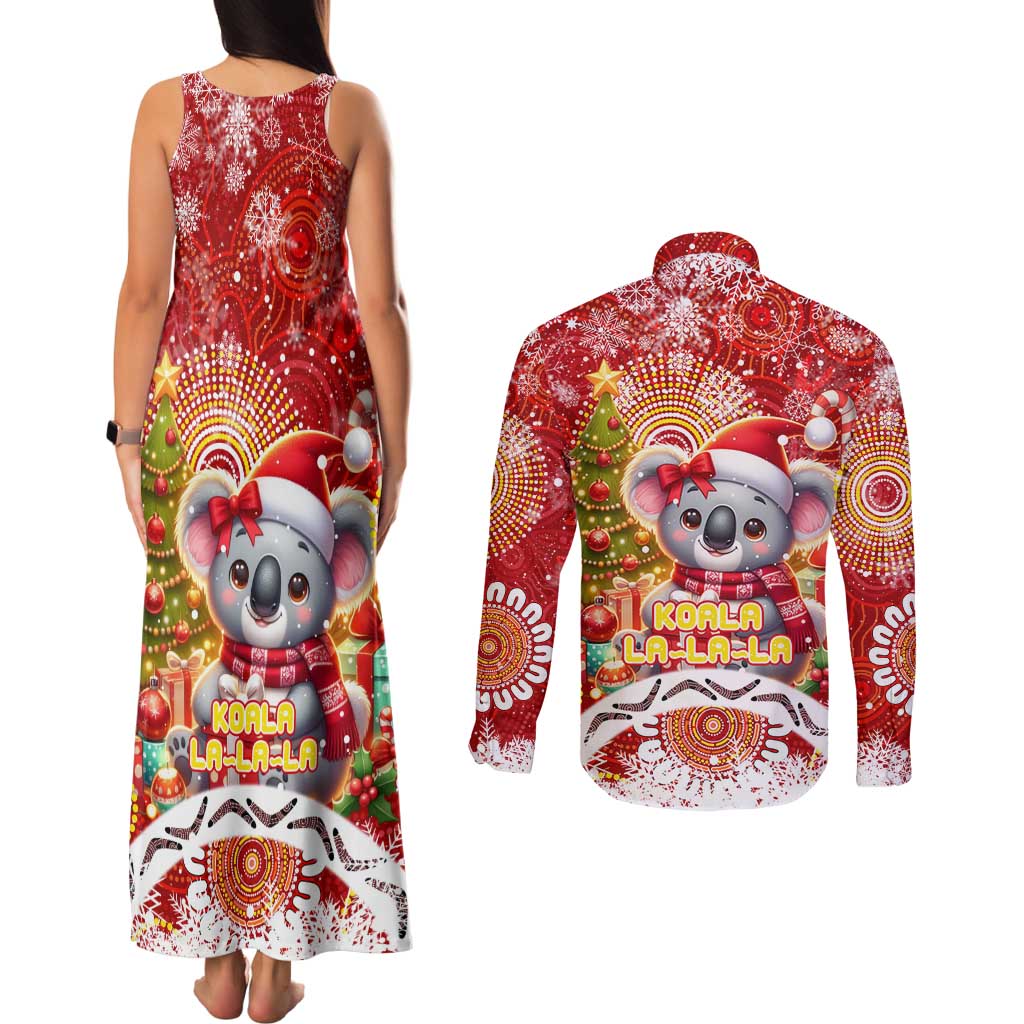 Koality Christmas Couples Matching Tank Maxi Dress and Long Sleeve Button Shirt Cute Aussie Koala Holiday - Wonder Print Shop