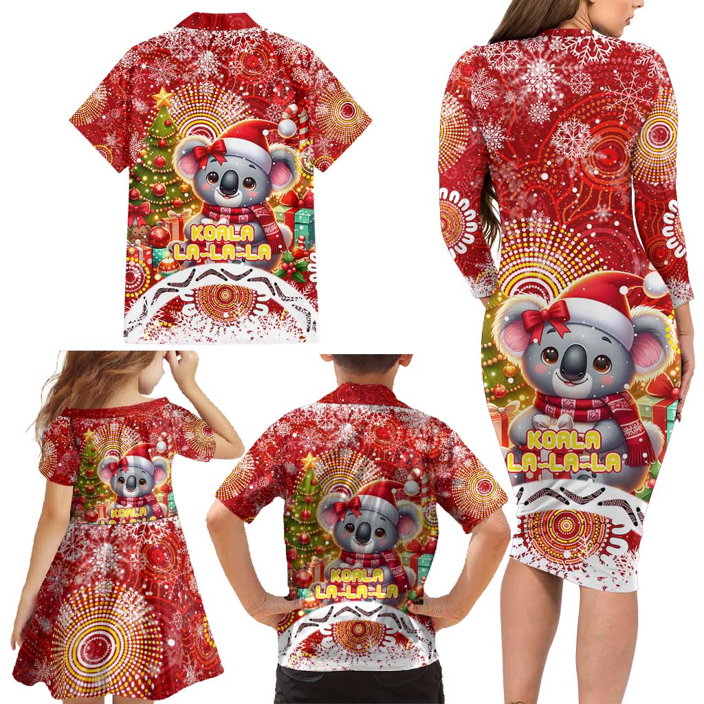Koality Christmas Family Matching Long Sleeve Bodycon Dress and Hawaiian Shirt Cute Aussie Koala Holiday - Wonder Print Shop