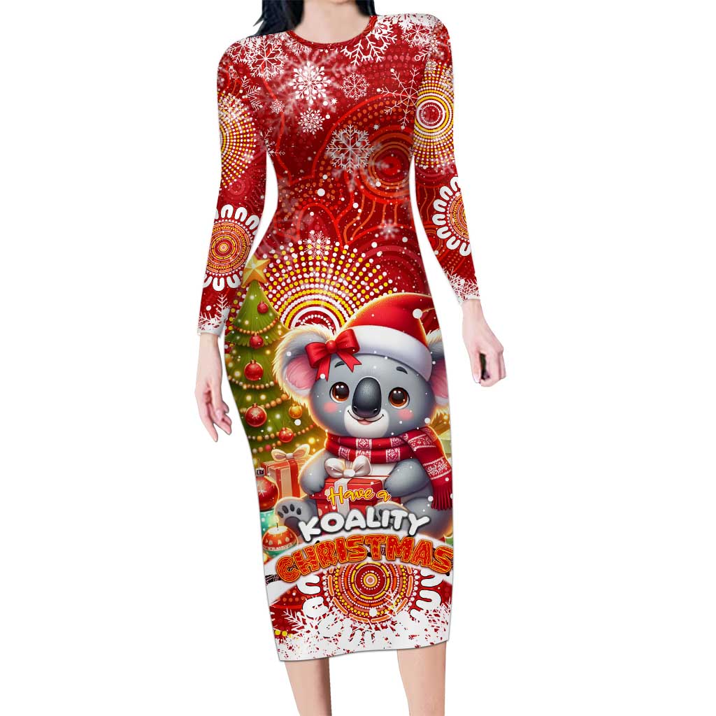 Koality Christmas Family Matching Long Sleeve Bodycon Dress and Hawaiian Shirt Cute Aussie Koala Holiday - Wonder Print Shop