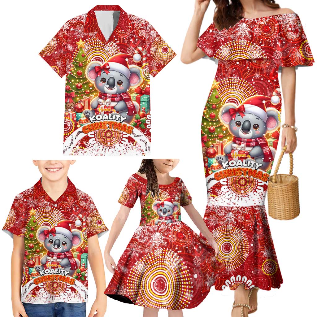 Koality Christmas Family Matching Mermaid Dress and Hawaiian Shirt Cute Aussie Koala Holiday - Wonder Print Shop