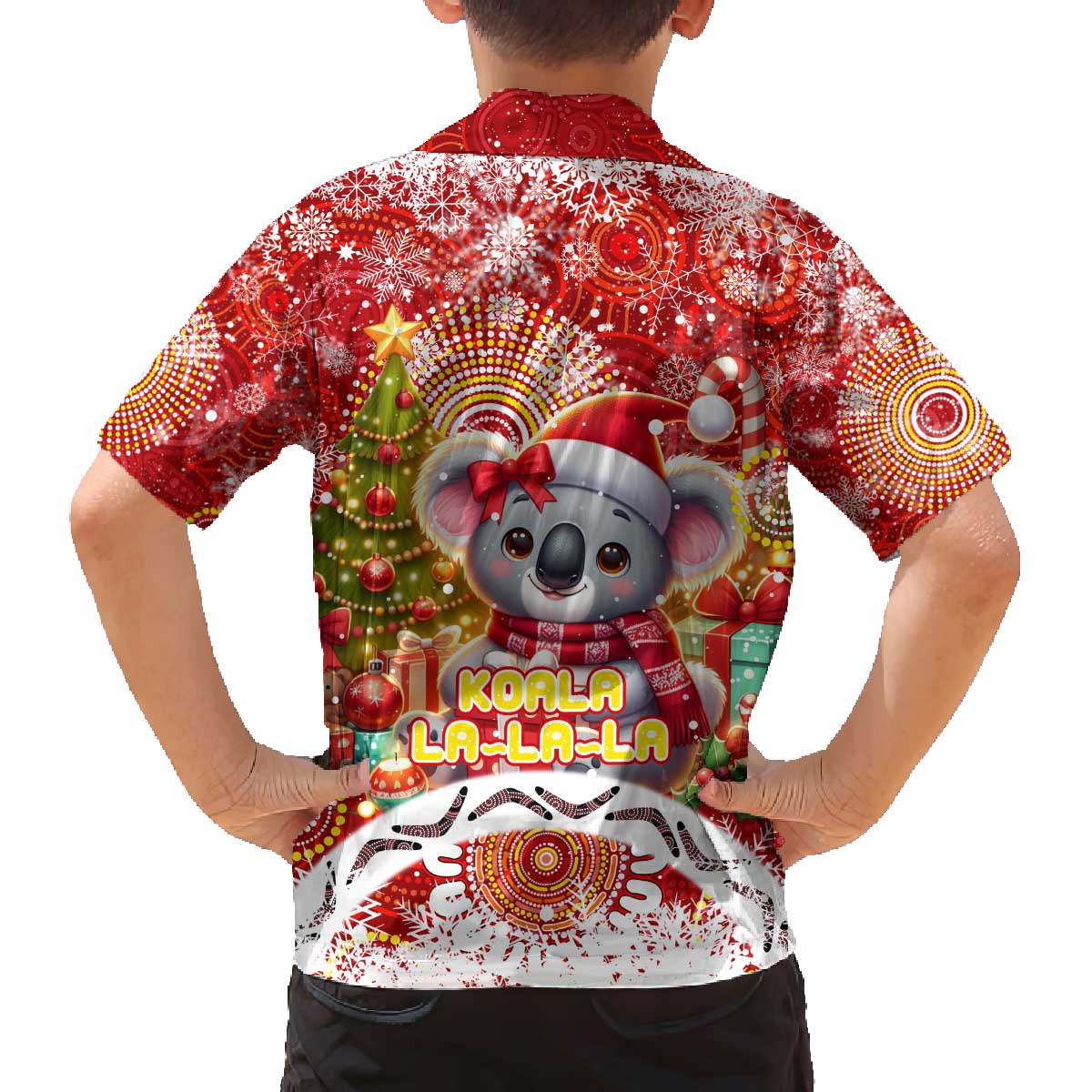 Koality Christmas Family Matching Off The Shoulder Long Sleeve Dress and Hawaiian Shirt Cute Aussie Koala Holiday - Wonder Print Shop