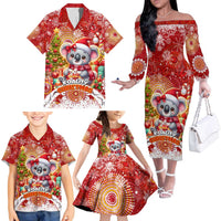 Koality Christmas Family Matching Off The Shoulder Long Sleeve Dress and Hawaiian Shirt Cute Aussie Koala Holiday - Wonder Print Shop
