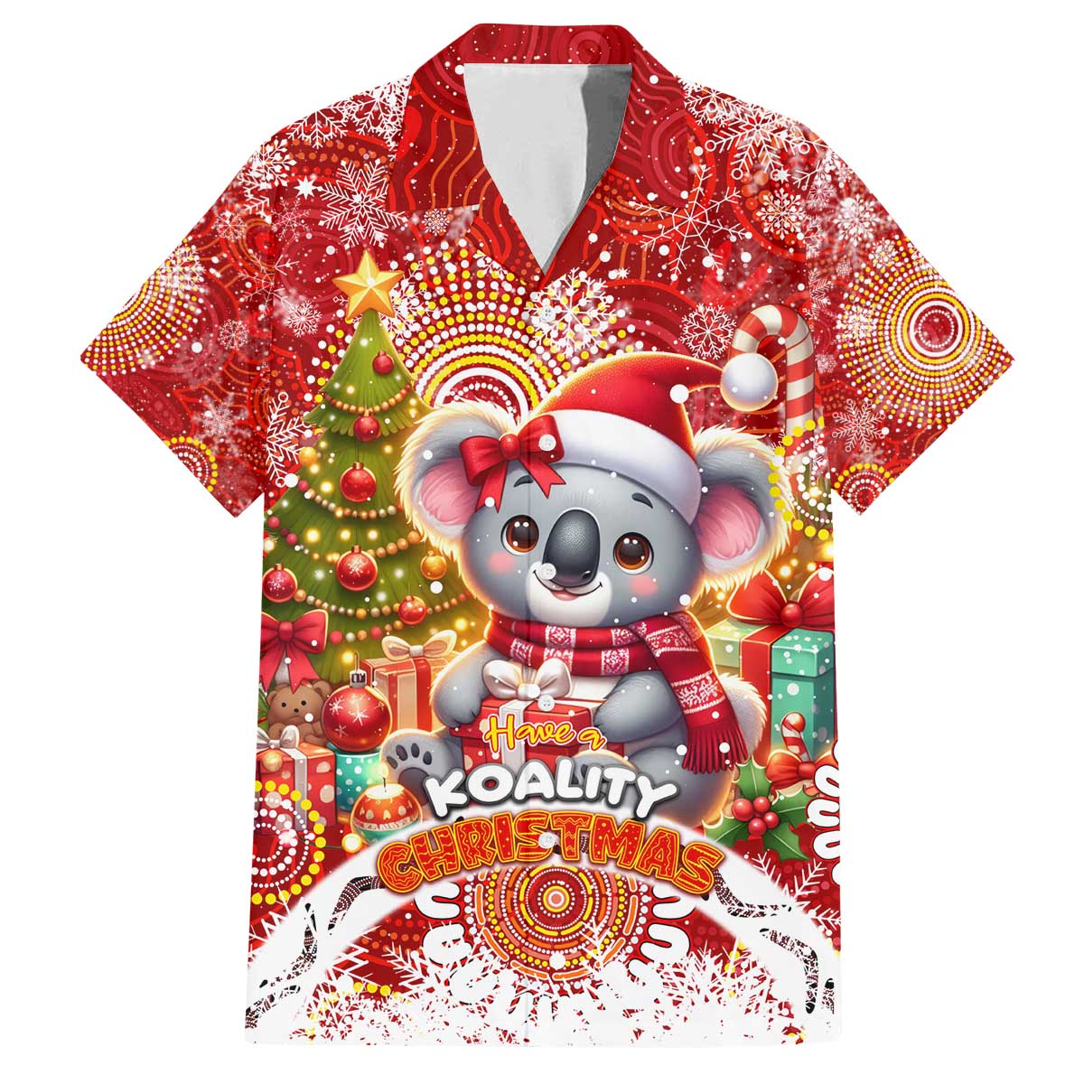 Koality Christmas Family Matching Off The Shoulder Long Sleeve Dress and Hawaiian Shirt Cute Aussie Koala Holiday - Wonder Print Shop