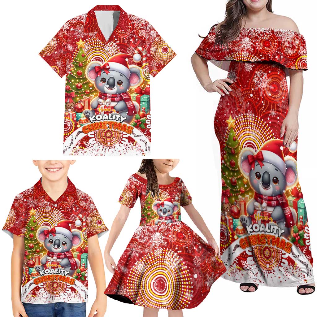 Koality Christmas Family Matching Off Shoulder Maxi Dress and Hawaiian Shirt Cute Aussie Koala Holiday - Wonder Print Shop