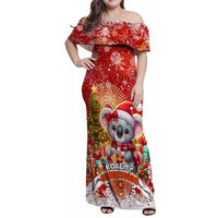Koality Christmas Family Matching Off Shoulder Maxi Dress and Hawaiian Shirt Cute Aussie Koala Holiday - Wonder Print Shop