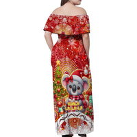 Koality Christmas Family Matching Off Shoulder Maxi Dress and Hawaiian Shirt Cute Aussie Koala Holiday - Wonder Print Shop