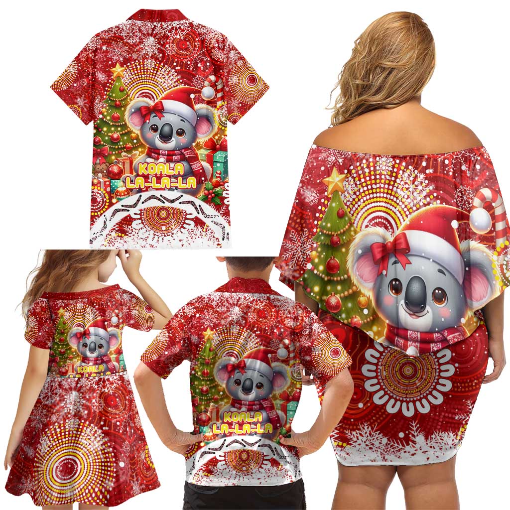 Koality Christmas Family Matching Off Shoulder Short Dress and Hawaiian Shirt Cute Aussie Koala Holiday - Wonder Print Shop