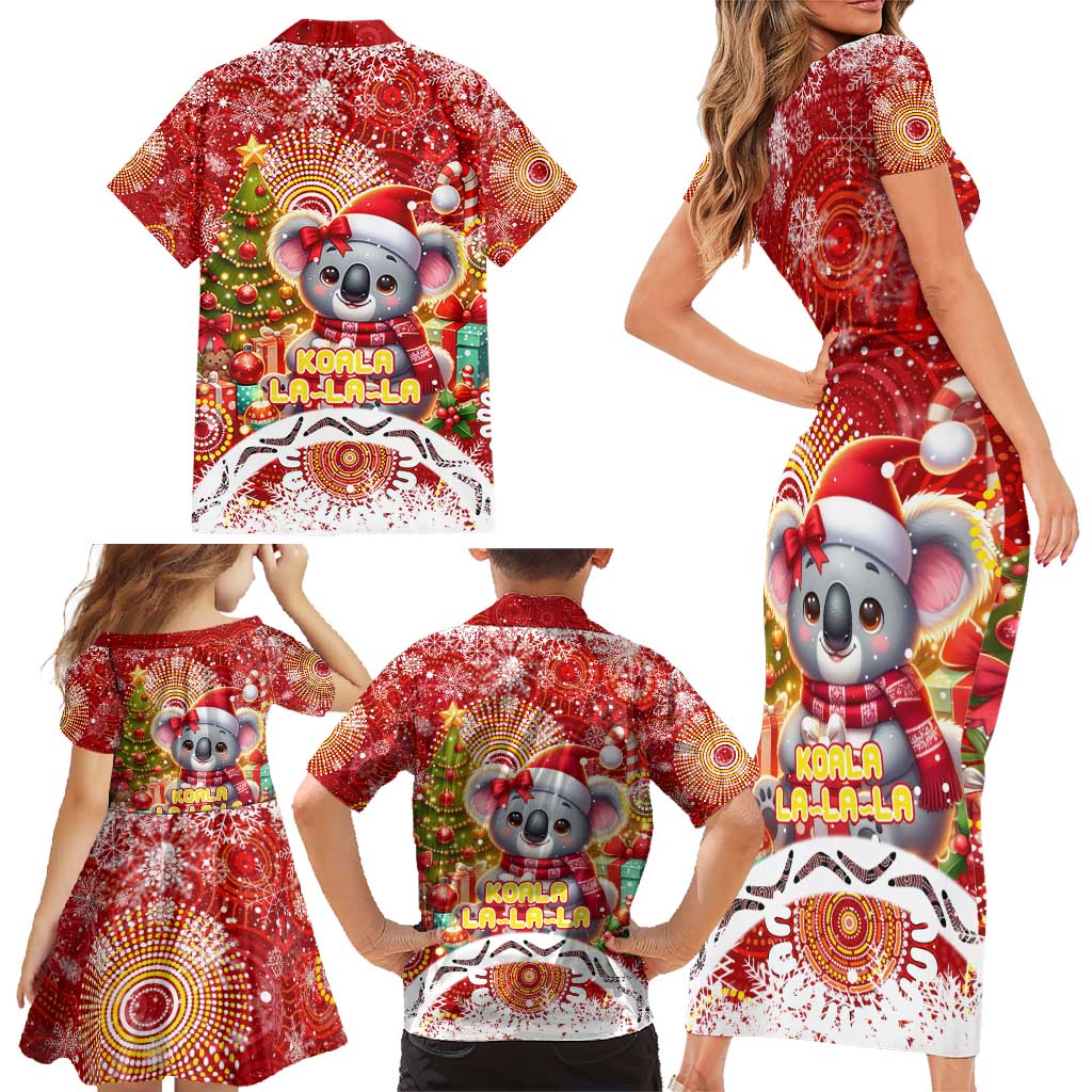 Koality Christmas Family Matching Short Sleeve Bodycon Dress and Hawaiian Shirt Cute Aussie Koala Holiday - Wonder Print Shop