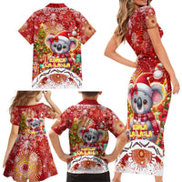 Koality Christmas Family Matching Short Sleeve Bodycon Dress and Hawaiian Shirt Cute Aussie Koala Holiday - Wonder Print Shop