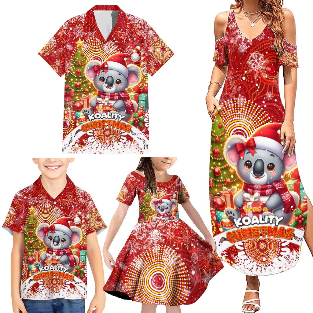 Koality Christmas Family Matching Summer Maxi Dress and Hawaiian Shirt Cute Aussie Koala Holiday - Wonder Print Shop