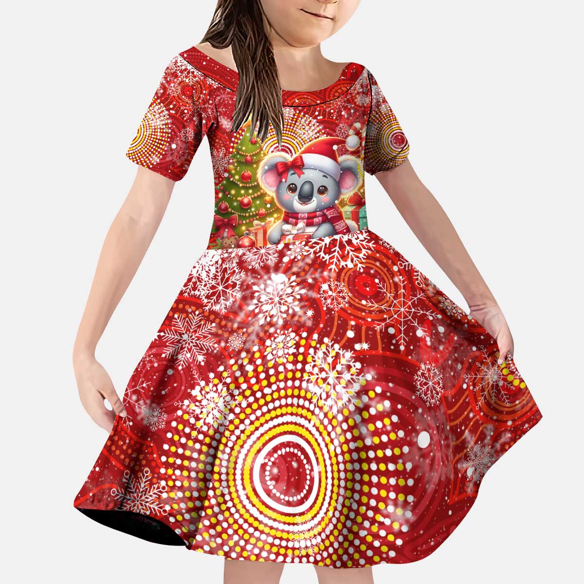 Koality Christmas Kid Short Sleeve Dress Cute Aussie Koala Holiday - Wonder Print Shop