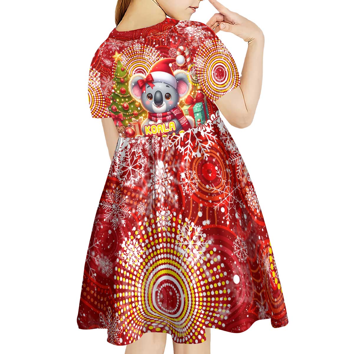 Koality Christmas Kid Short Sleeve Dress Cute Aussie Koala Holiday - Wonder Print Shop