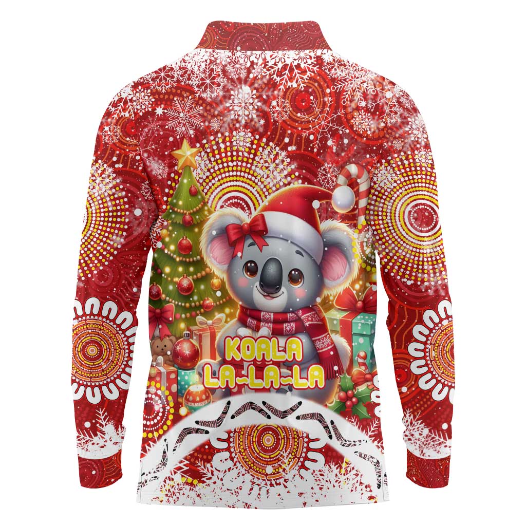 Koality Christmas Long Sleeve Polo Shirt Cute Aussie Koala Holiday - Wonder Print Shop
