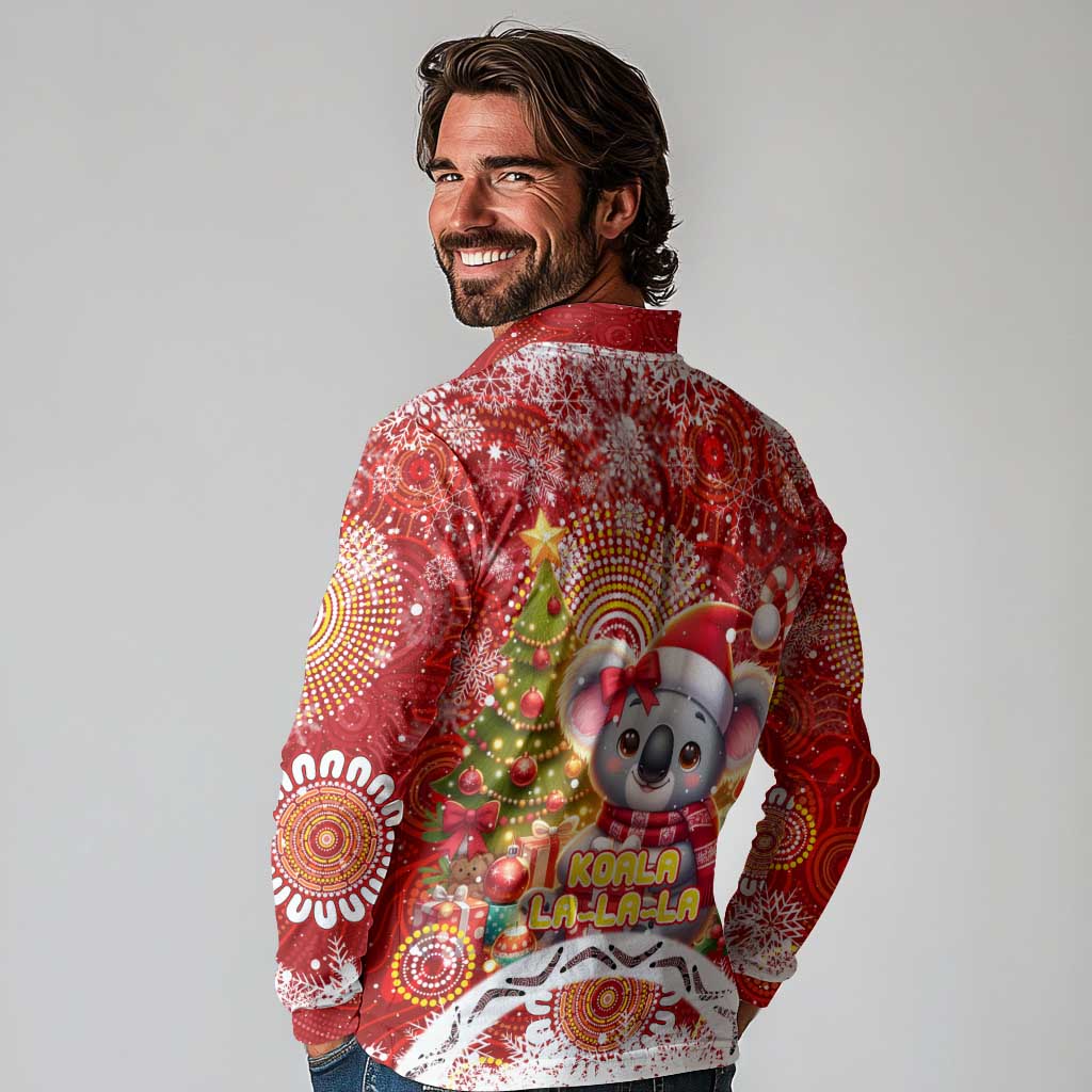 Koality Christmas Long Sleeve Polo Shirt Cute Aussie Koala Holiday - Wonder Print Shop