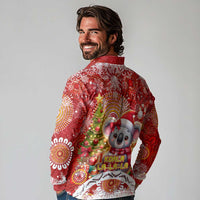 Koality Christmas Long Sleeve Polo Shirt Cute Aussie Koala Holiday - Wonder Print Shop