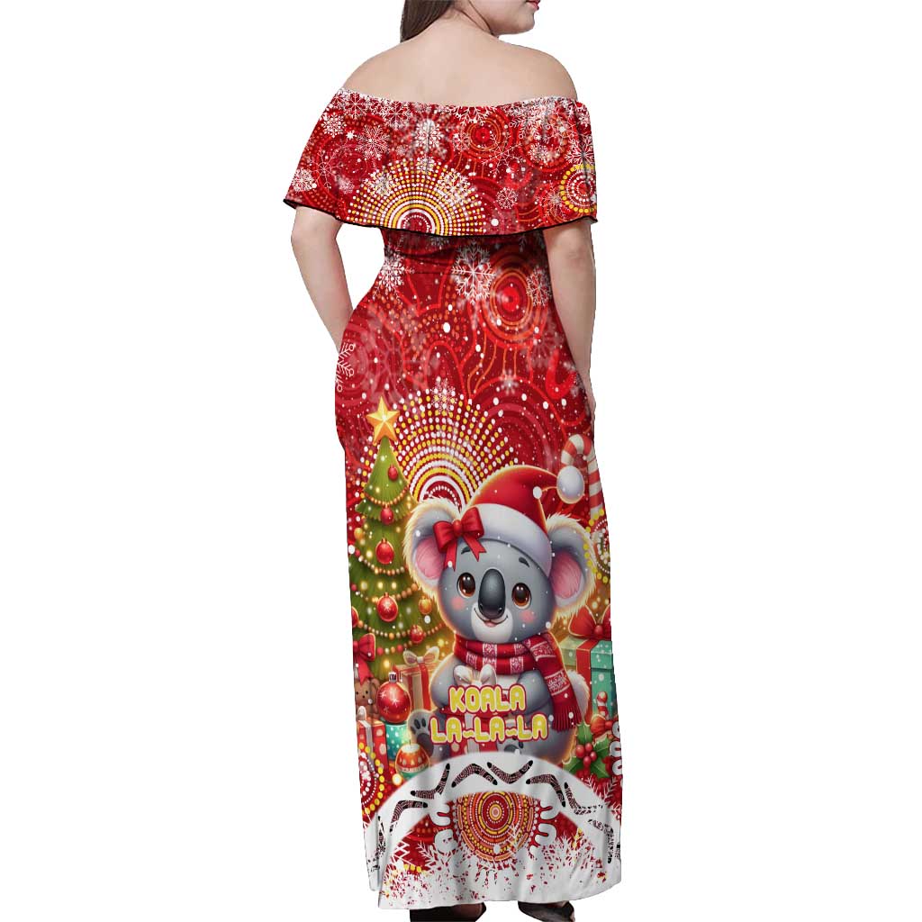 Koality Christmas Off Shoulder Maxi Dress Cute Aussie Koala Holiday - Wonder Print Shop
