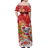 Koality Christmas Off Shoulder Maxi Dress Cute Aussie Koala Holiday - Wonder Print Shop