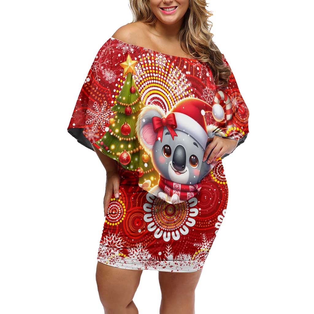 Koality Christmas Off Shoulder Short Dress Cute Aussie Koala Holiday - Wonder Print Shop