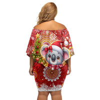 Koality Christmas Off Shoulder Short Dress Cute Aussie Koala Holiday - Wonder Print Shop