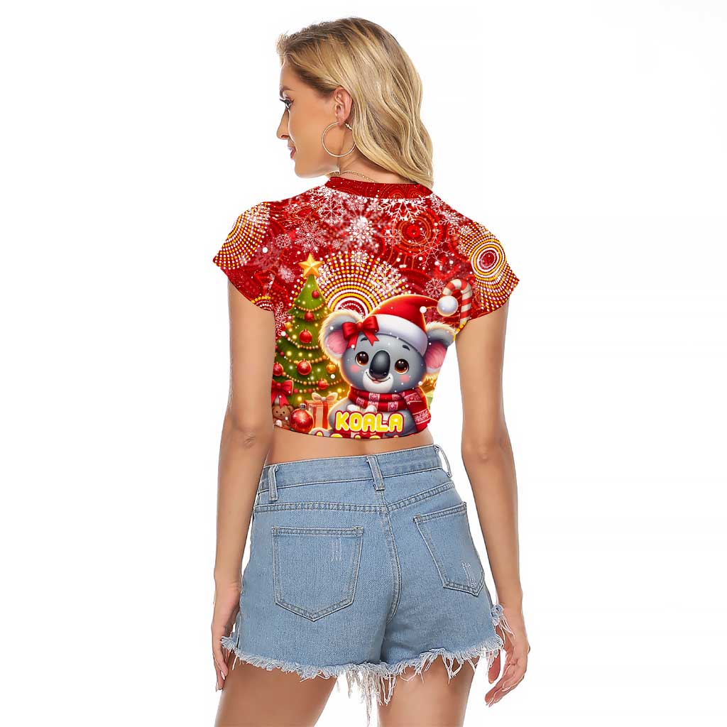 Koality Christmas Raglan Cropped T Shirt Cute Aussie Koala Holiday - Wonder Print Shop