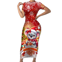 Koality Christmas Short Sleeve Bodycon Dress Cute Aussie Koala Holiday - Wonder Print Shop