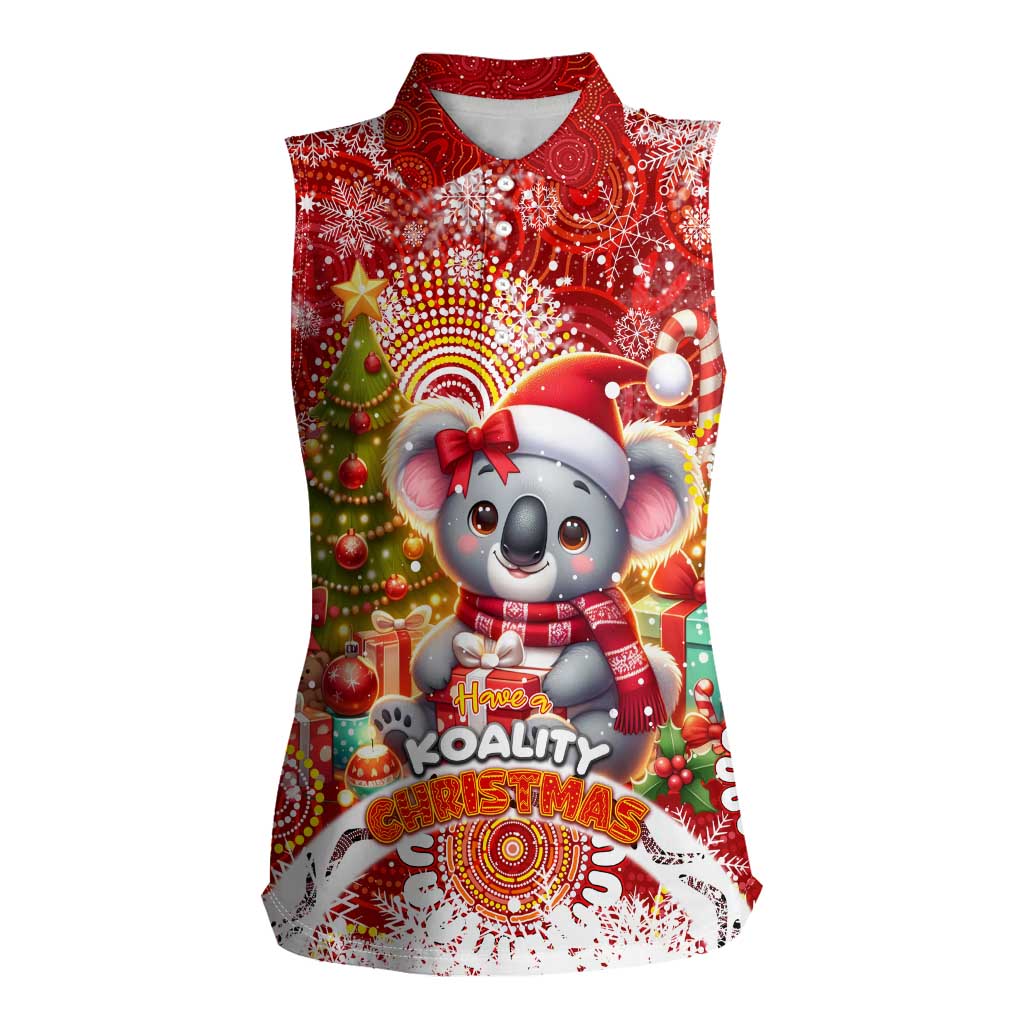 Koality Christmas Women Sleeveless Polo Shirt Cute Aussie Koala Holiday - Wonder Print Shop